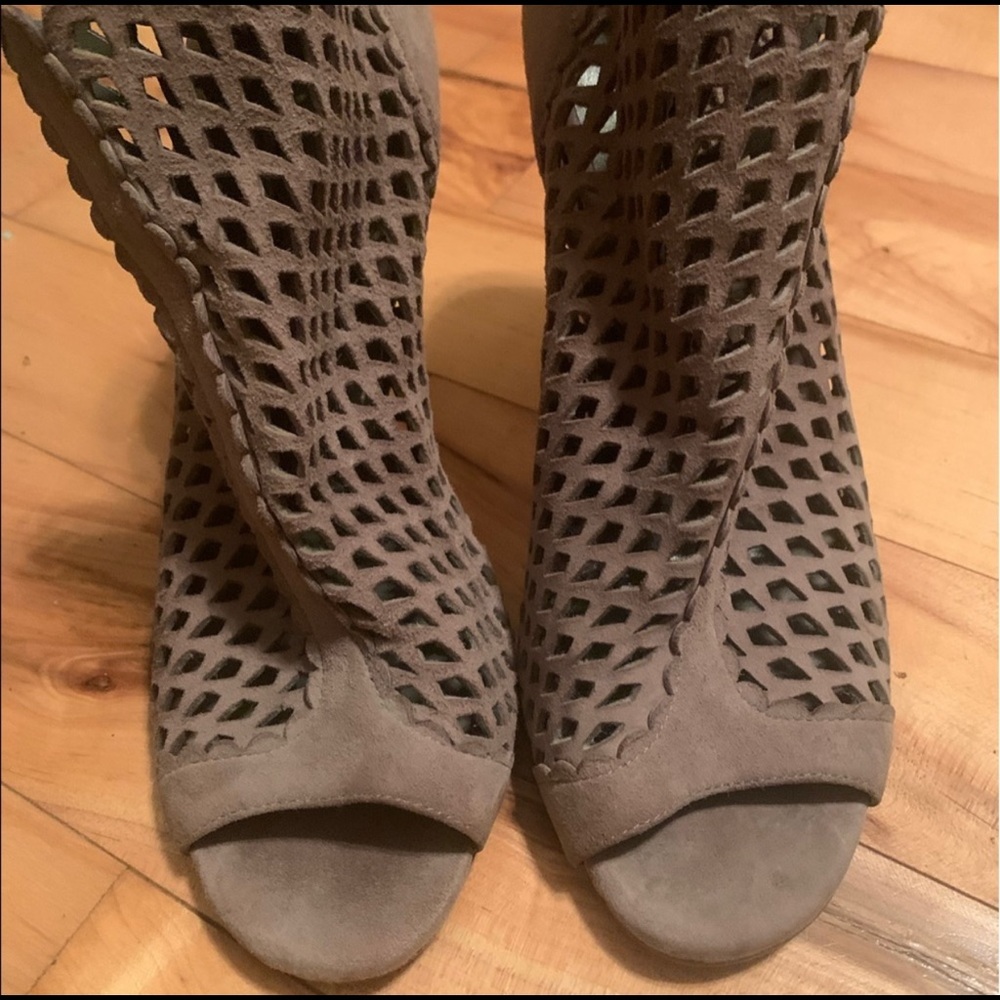 Ivanka Trump suede ope toe booties
